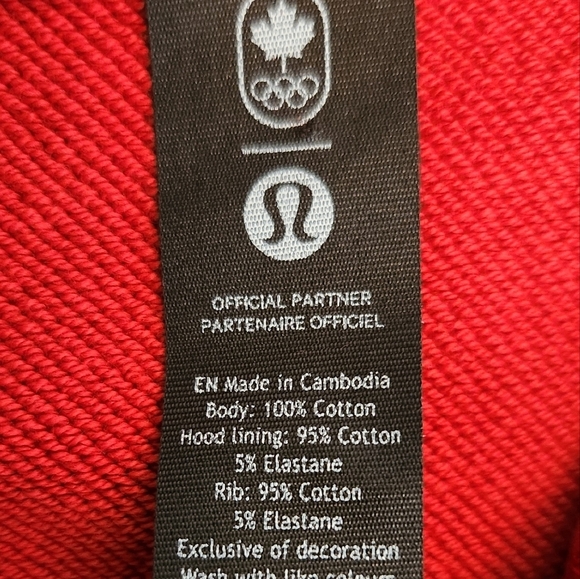 Rare Lululemon Team Canada Olympics All Yours Cropped Red Hoodie COC Logo Size 6 - Picture 13 of 15